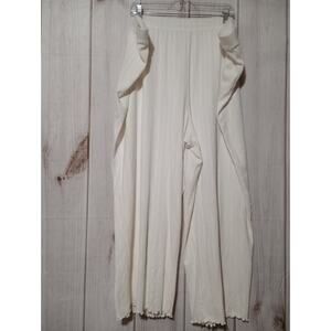 Old Navy White Pointelle Knit Wide Leg Lounge Pants 4X Lettuce Hem 100% Cotton‎